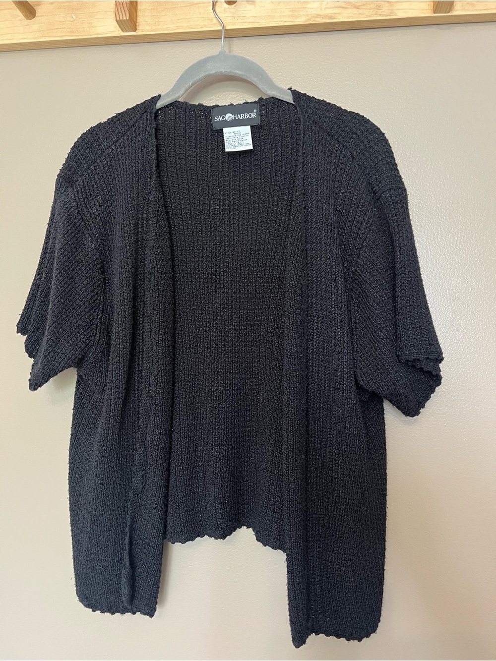 Sag Harbor Black Open-Front Short-Sleeve Cardigan